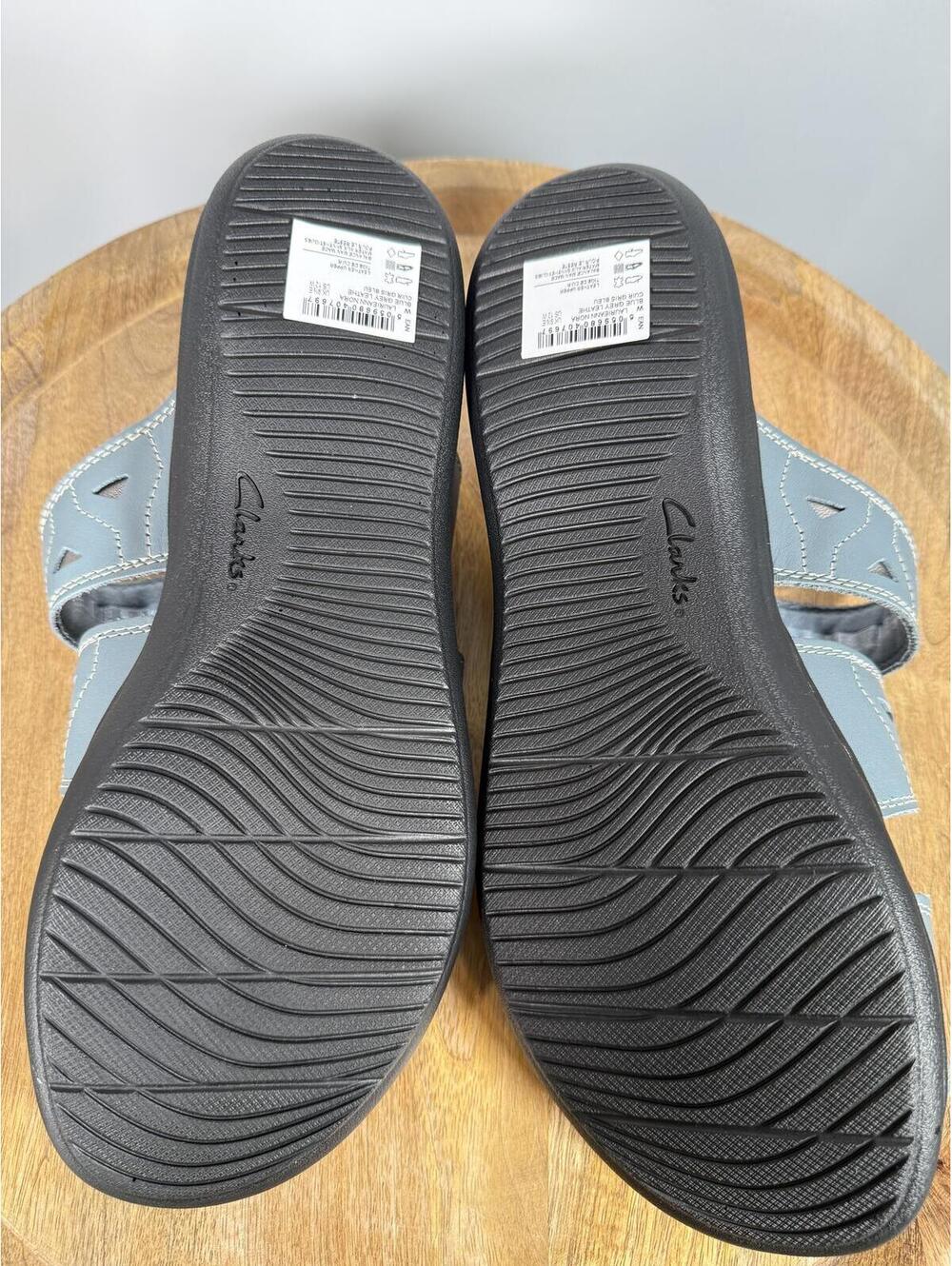 Clarks Laurieann Nora Blue Leather Slide Sandals US 12W Wide Comfort Slip-On NWB - Picture 4 of 14